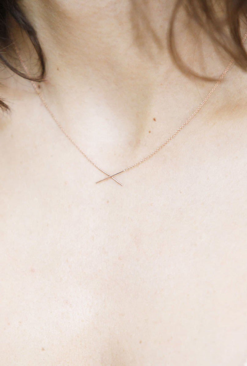 X Necklace in Yellow Gold