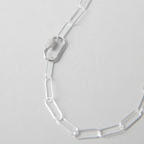 ROUND LINK PAPER CLIP CHAIN WITH CZ CARIBENER CLOSURE