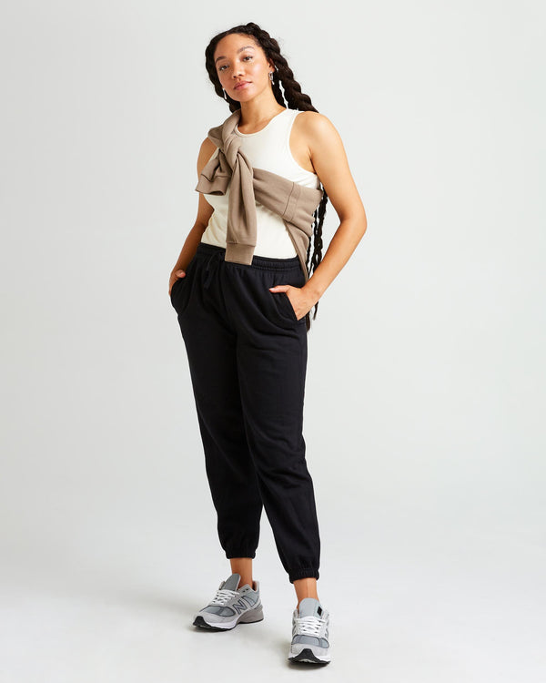 Recycled Fleece Sweatpant in Black