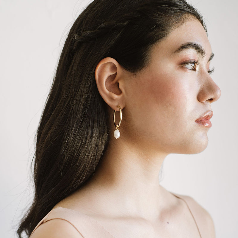 Anna Hoops + Pearl Drop Charms