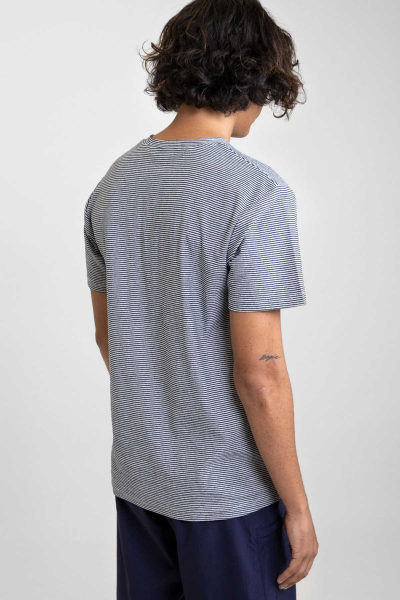 Everyday Stripe Henley in Dark Navy
