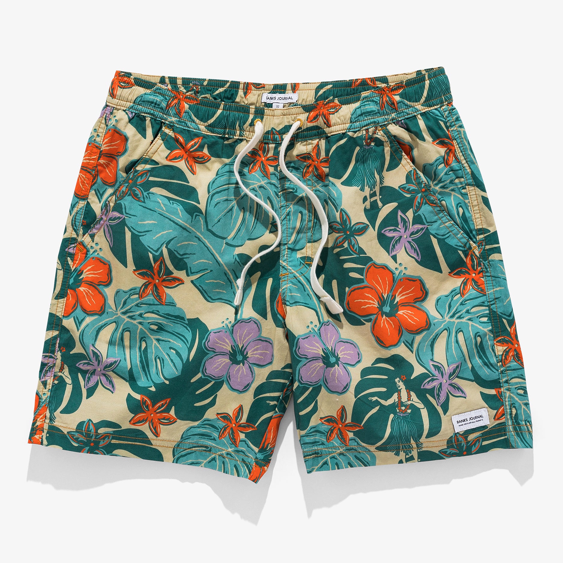 Lei Day Elastic Boardshort in Light Lemon