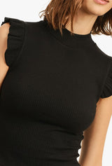 Chrissy Ribbed Ruffled Cap Sleeve Top