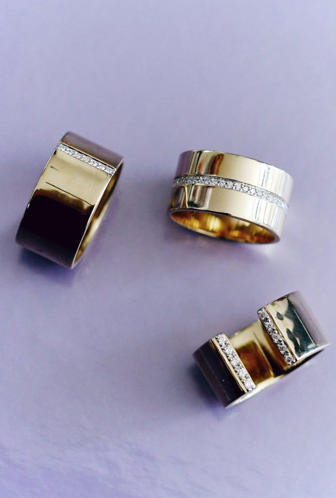 Cigar Band w Pave Diamond Line