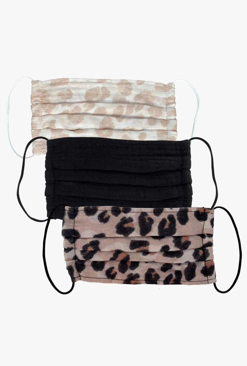 Cotton Face Mask Set of 3 in Leopard