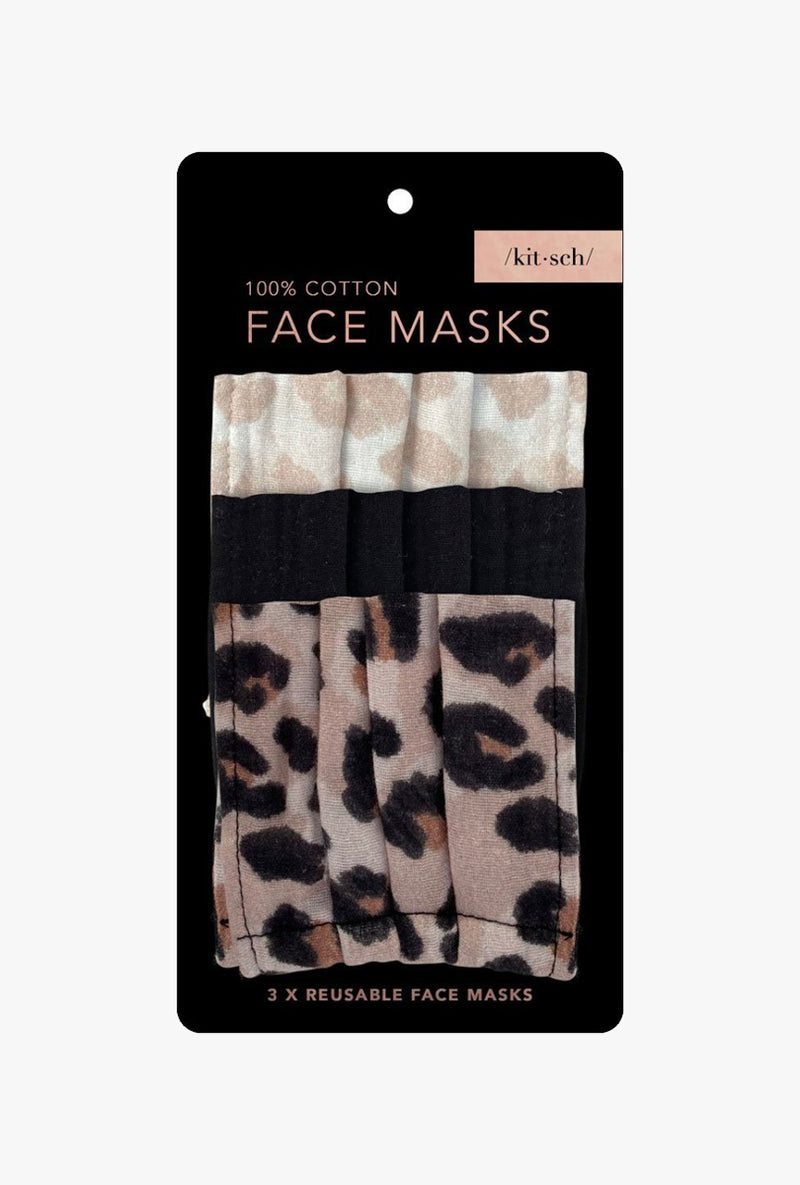 Cotton Face Mask Set of 3 in Leopard