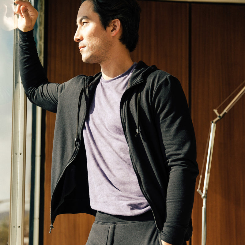 Mercer Zip Up Hoodie in Black