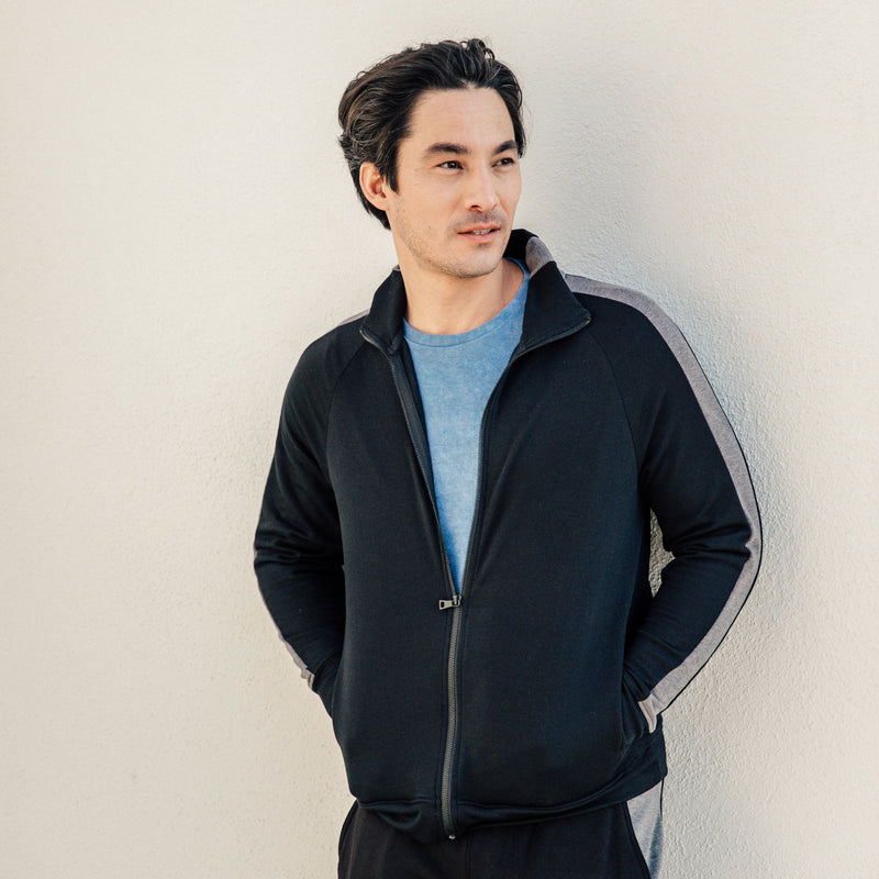 Max Track Jacket in Black-Charcoal