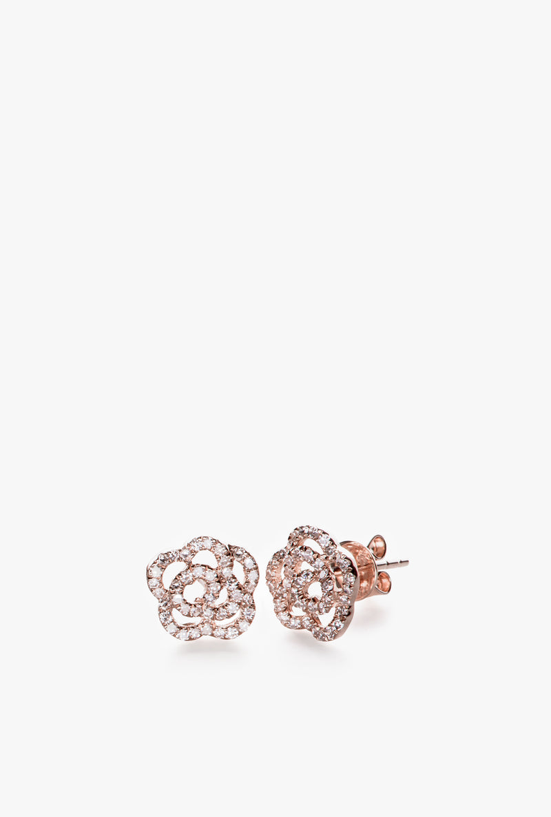 Diamond Rose Stud Earrings