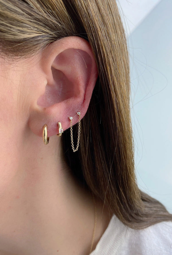 Double Diamond Chain Stud Earring