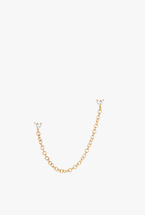 Double Diamond Chain Stud Earring