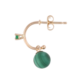 14k Emerald and Malachite Drop Hoops
