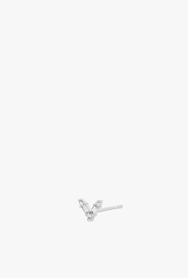 Diamond Baguette Chevron Stud Earring - Single