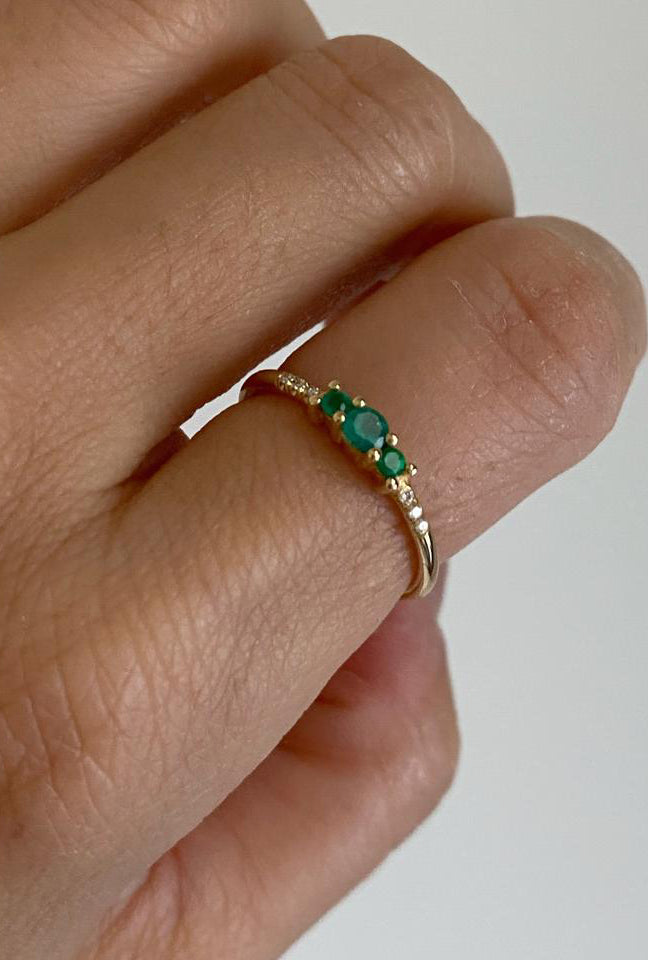 Emerald Trio Equilibrium Ring