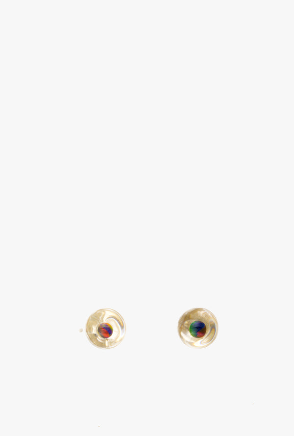 Gilson Opal Stud Earrings in Rainbow Black
