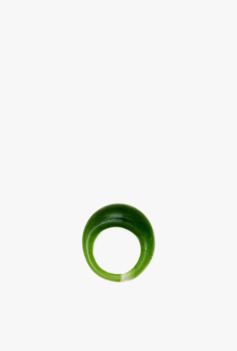 Glass Ring in Green Stardust