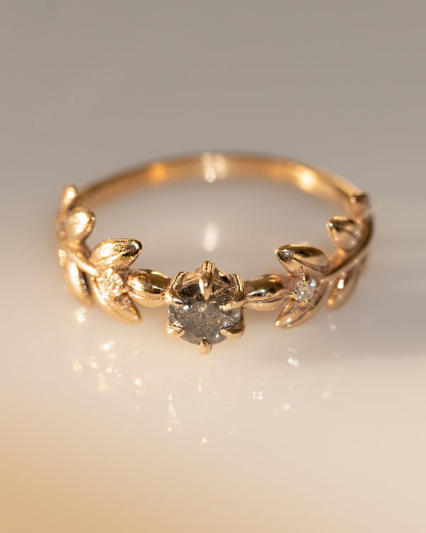 Dark Galaxy Baby Goddess with Salt & Pepper Diamond Ring