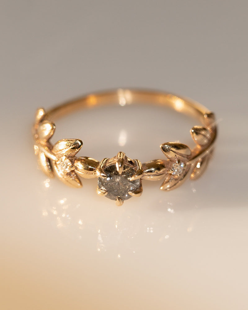 Dark Galaxy Baby Goddess with Salt & Pepper Diamond Ring