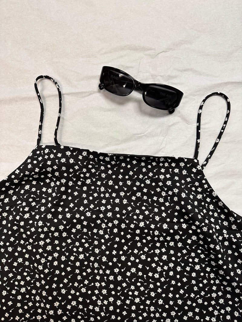 Black and White Floral Tank Dress