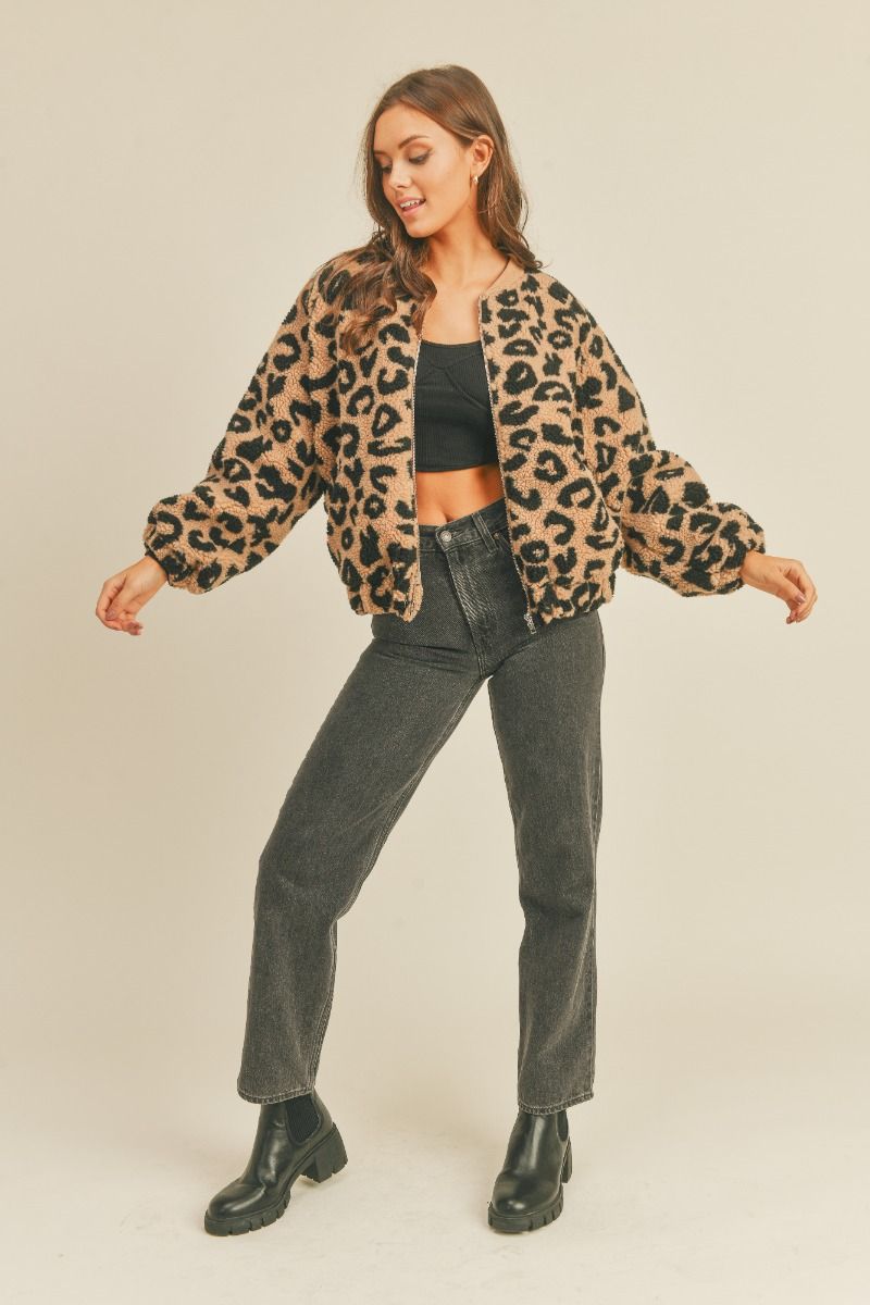 Leopard Zip Up Jacket