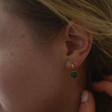 14k Emerald and Malachite Drop Hoops