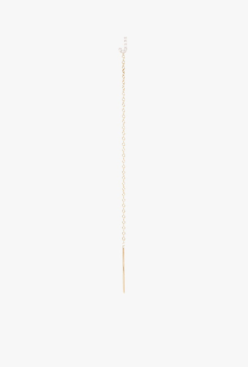 Diamond "J" Initial Threader Earring