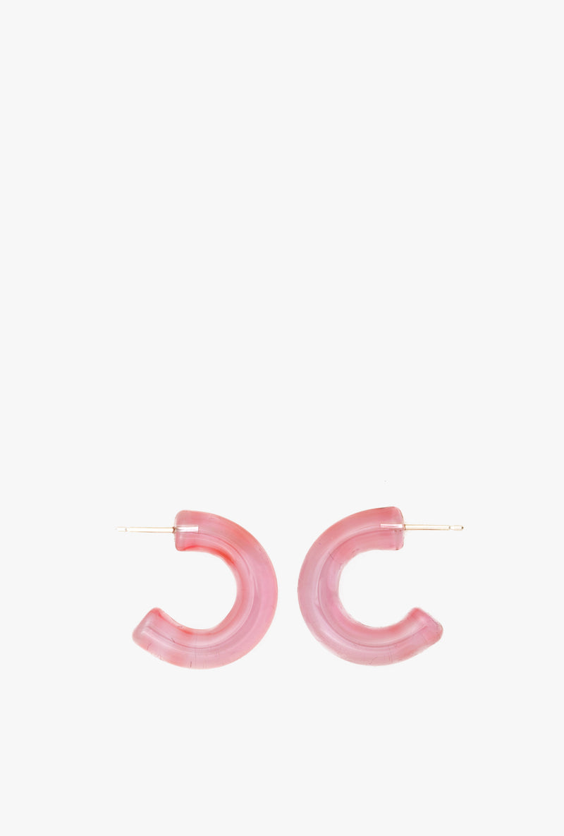 Mini Hoop Glass Earrings in Rust