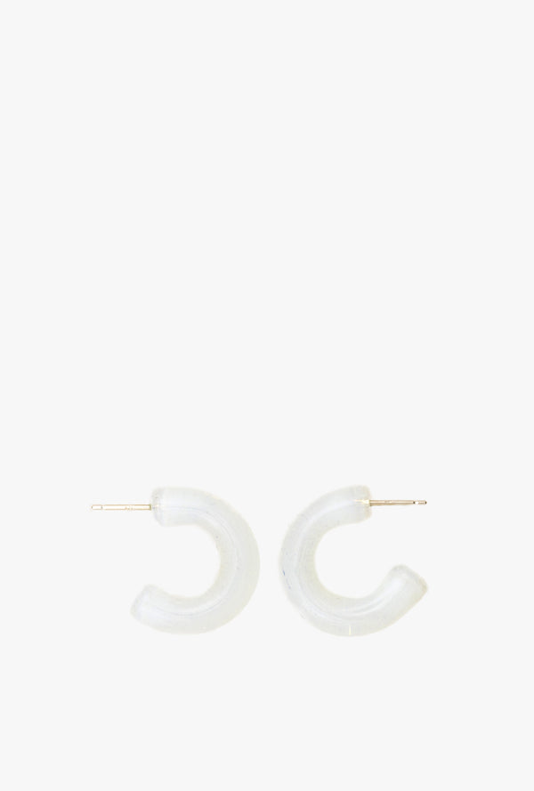 Mini Hoop Glass Earrings in Secret White