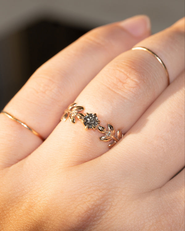 Dark Galaxy Baby Goddess with Salt & Pepper Diamond Ring