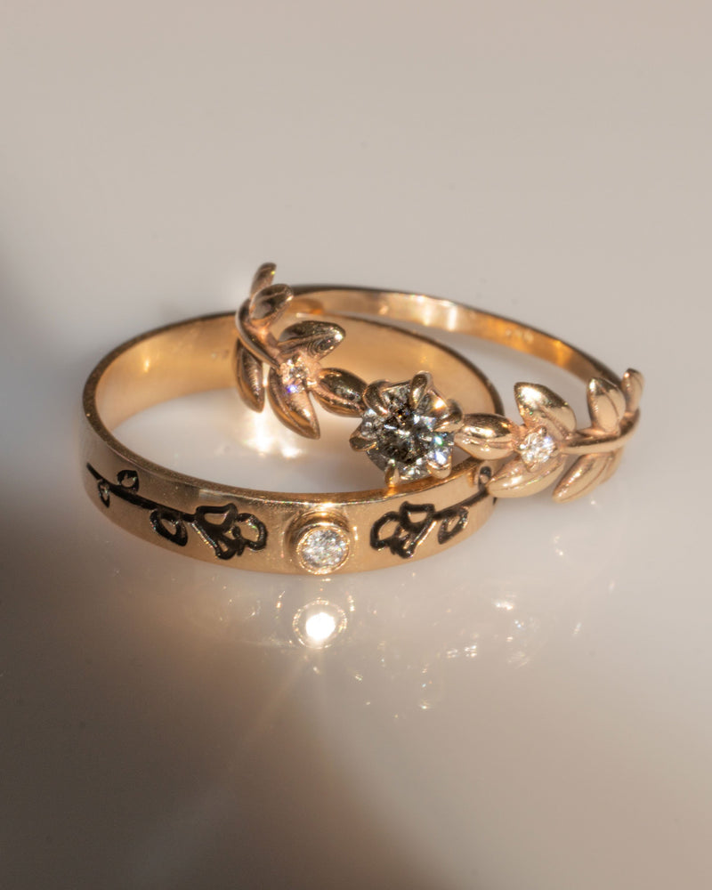 Dark Galaxy Baby Goddess with Salt & Pepper Diamond Ring