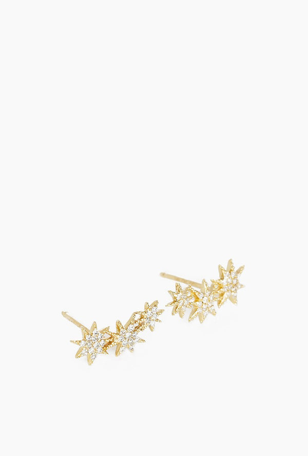 Pave Triple Shooting Star Earrings
