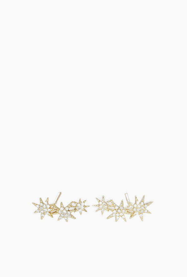 Pave Triple Shooting Star Earrings