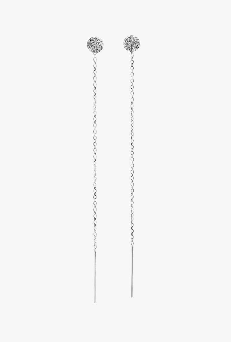 Pave Diamond Circle Threader EarringP