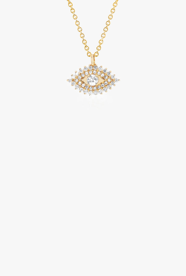 Prong Set Diamond Evil Eye Necklace