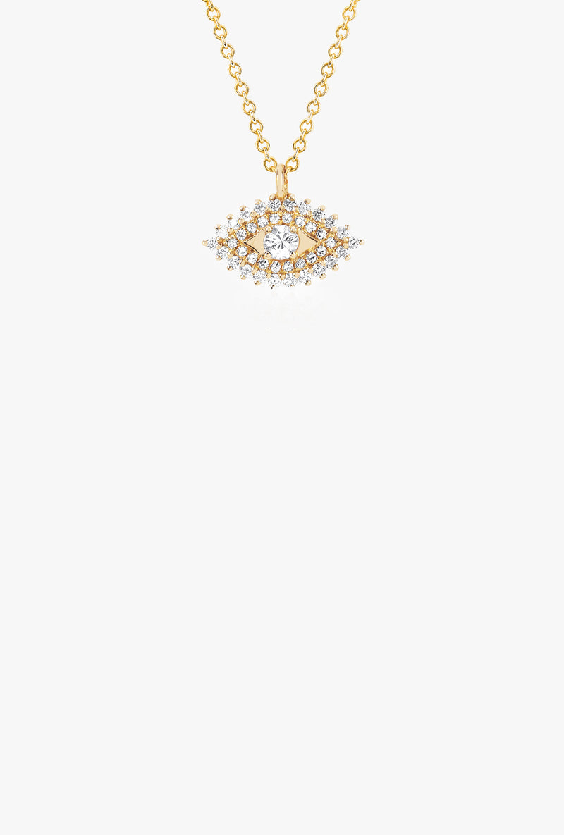 Prong Set Diamond Evil Eye Necklace