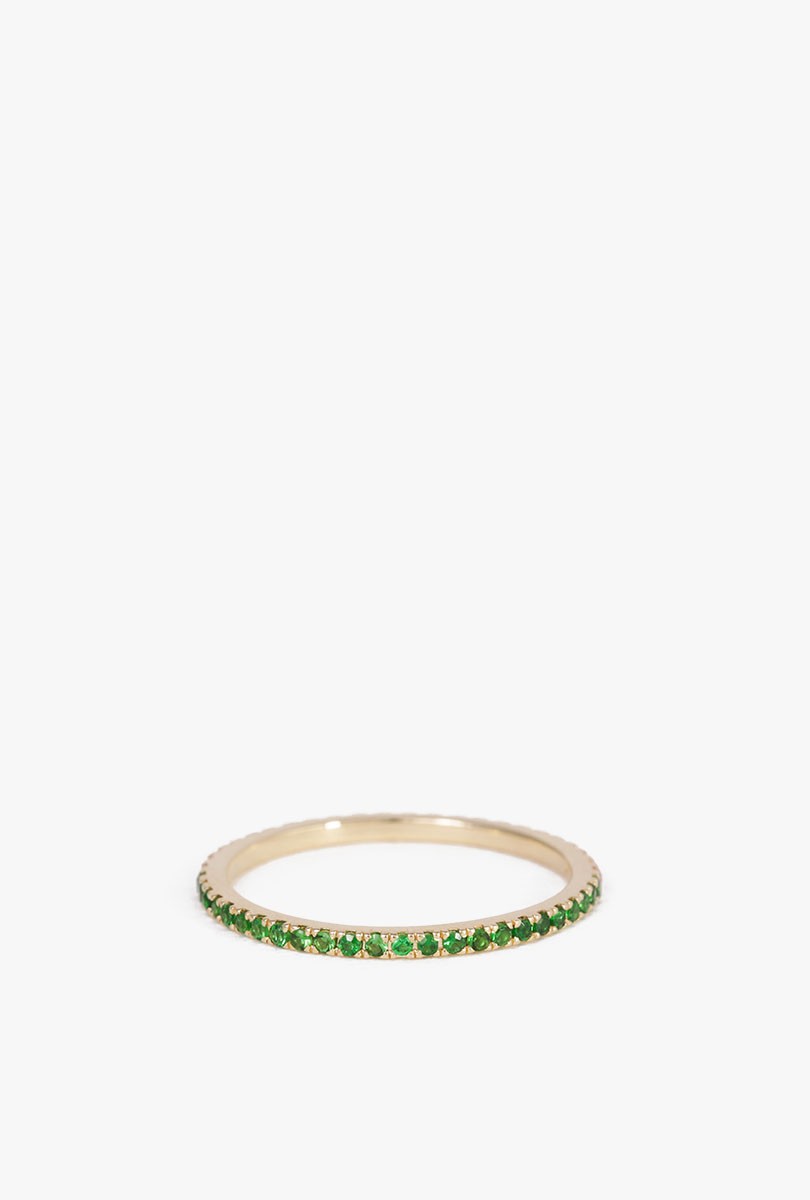 Tsavorite and Pink Sapphire Eternity Band