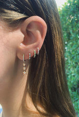Mini Diamond & Tsavorite Dot Huggie Earrings