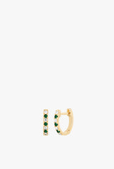 Mini Diamond & Tsavorite Dot Huggie Earrings