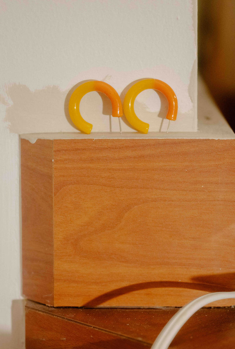 Two Tone Hoop Earrings in Pop Orange