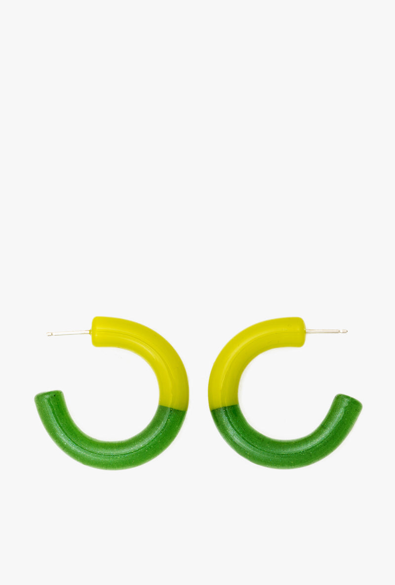 Two Tone Hoop Earrings in Apple Green