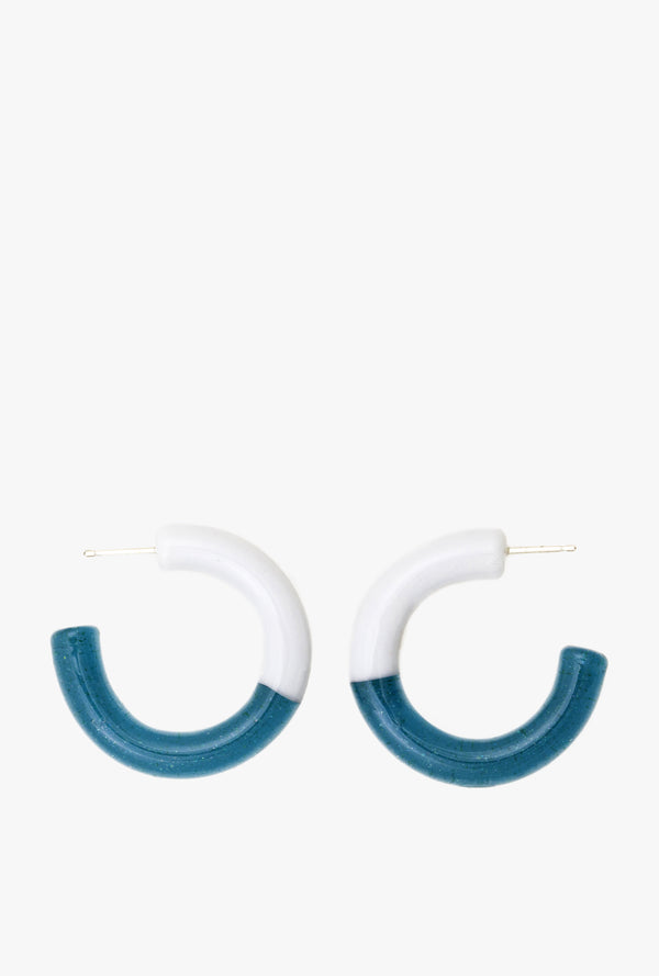 Two Tone Hoop Earrings in Blue Grey