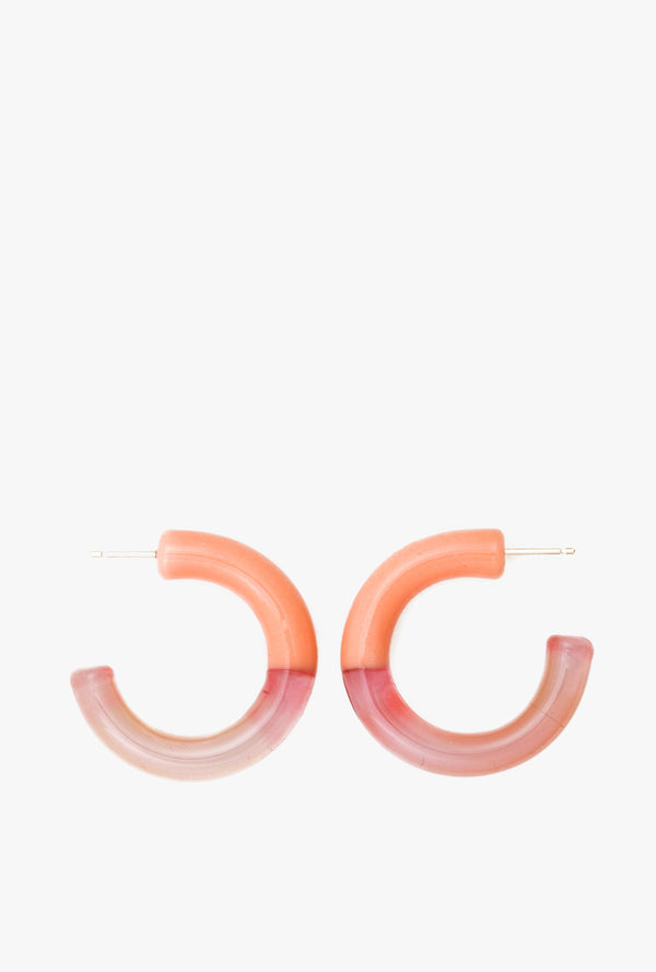 Two Tone Hoop Earrings in Coral Pink