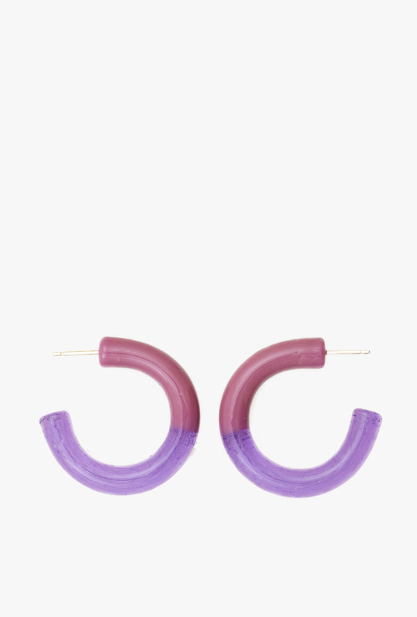 Two Tone Hoop Earrings in Mauve Purple