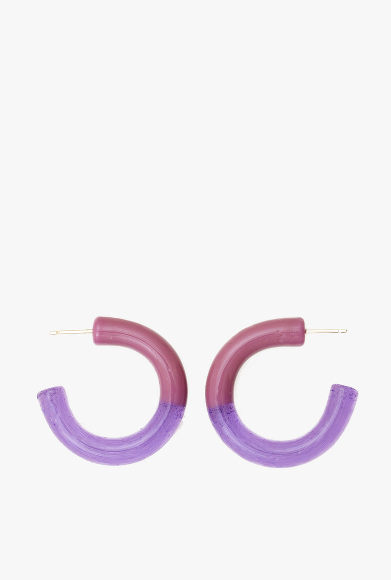 Two Tone Hoop Earrings in Mauve Purple