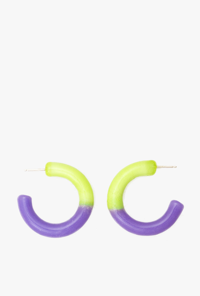 Two Tone Hoop Earrings in Neon Mint