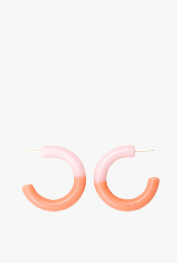Two Tone Hoop Earrings in Neon Pink