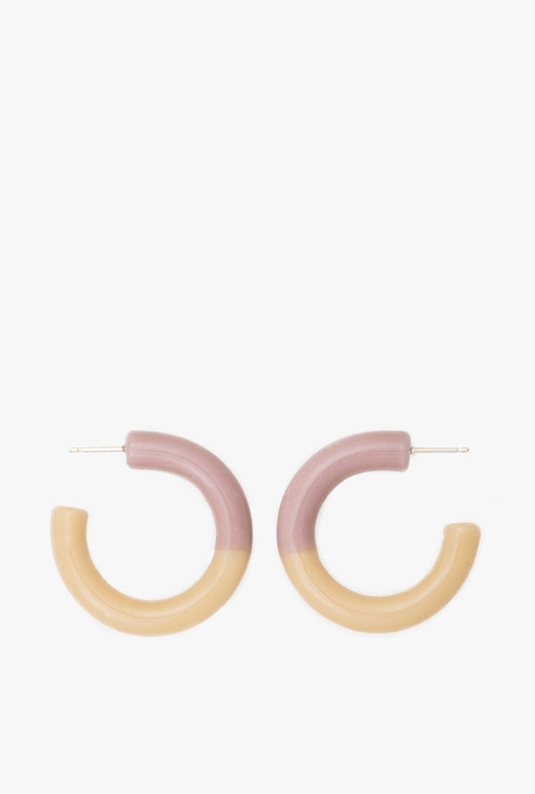 Two Tone Hoop Earrings in Taupe