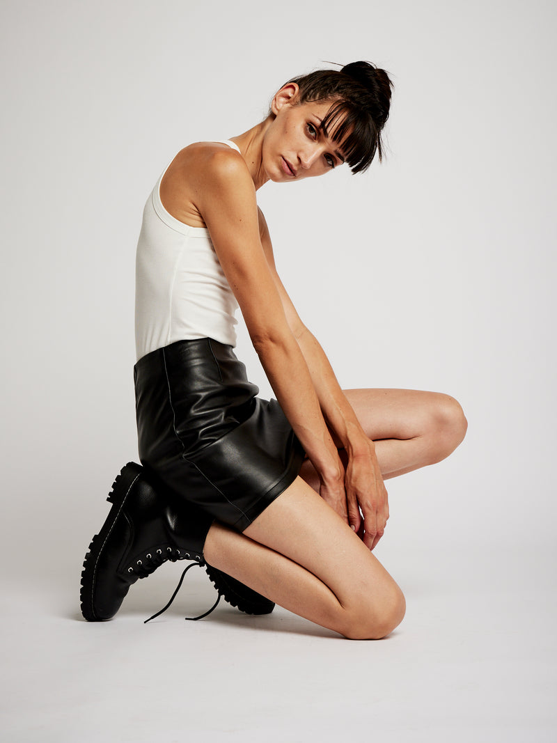 Abby Vegan Mini Skirt in Black