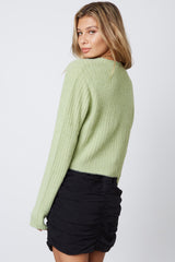 Fuzzy Cropped Cardigan in Pistachio